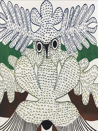 Kenojuak Ashevak. Owl Of Tthe Sea. Stonecut and Stencil on Paper. Limited, Numbered, Signed. Fine condition.