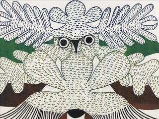 Kenojuak Ashevak. Owl Of Tthe Sea. Stonecut and Stencil on Paper. Limited, Numbered, Signed. Fine condition.