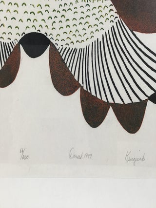 Kenojuak Ashevak. Owl Of Tthe Sea. Stonecut and Stencil on Paper. Limited, Numbered, Signed. Fine condition.