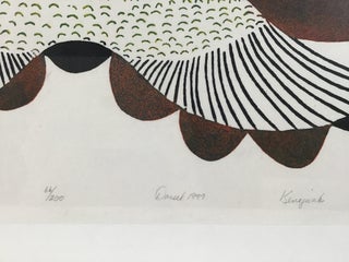 Kenojuak Ashevak. Owl Of Tthe Sea. Stonecut and Stencil on Paper. Limited, Numbered, Signed. Fine condition.
