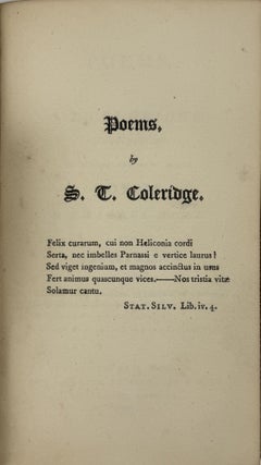 Poems, By S. T. Coleridge, Second Edition. To Which Are Now to be Added Poems by Charles Lamb, and Charles Lloyd.