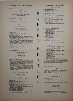 Derriere Le Miroir No. 17 Fevrier 1949: Paul Eluard - Roger Chastel. First Edition.