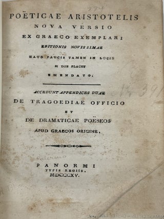 Poeticae Aristotelis Nova Versio Ex Graeco Exemplari Editionis Novissimae Haud Paucis Tamen In...